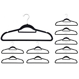 Velur obešalnik Maxi set 10 kosov - črn