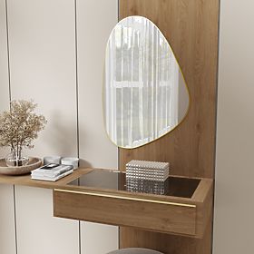 Viseče ogledalo v zlatem okvirju Libia, 76x51 cm, nepravilna oblika, lectus