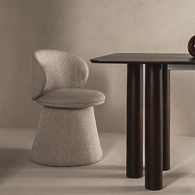 Vrtljiv stol Chamil bež-siva, zaobljen