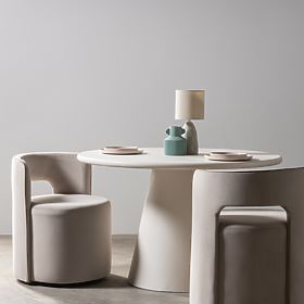 Vrtljiv stol Raval bež, žamet, zaobljen