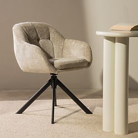 Vrtljiv stol Santos svetlo bež/črne noge, lectus