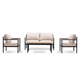 Vrtna garnitura Porticello, aluminij, akacijev les FSC, videz tika, bež/črna