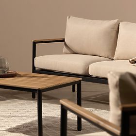 Vrtna garnitura Porticello, aluminij, akacijev les FSC, videz tika, bež/črna