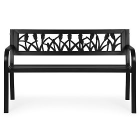 Vrtna klop z dekorativnim naslonom 120x50 cm kovinska parkovna črna MultiGarden, MultiGarden