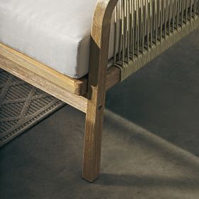 Vrtna kotna garnitura s mizo Castello, pletenje, akacijev les FSC, videz tika, bež