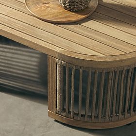 Vrtna kotna garnitura s stolom Vetralla, pletenje, akacijev les FSC, videz tikovine, svetlo bež