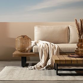 Vrtna kotna sedežna garnitura s stolom Borgo, akacijev les FSC, videz tika, bež