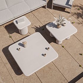 Vrtna miza Vibonis 42 cm, kvadratna, cementna, svetlo bež