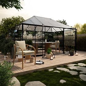 Vrtna oranžerija EcoGlass Gazebo Standard z osnovo 12 m² kaljeno steklo 4 mm, polikarbonat 6 mm