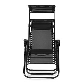 Vrtni ležalnik z nastavljivim naslonjalom in premično streho Modernhome - črn, MultiGarden