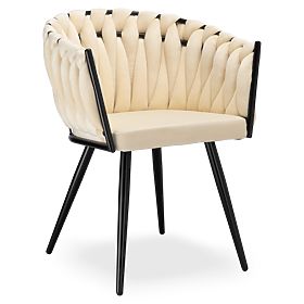 Žametni pleteni stol ASTON VELVET bež