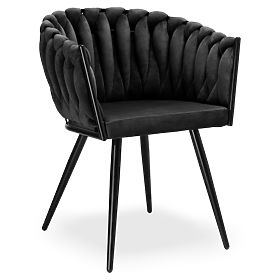 Žametni pleteni stol ASTON VELVET črna