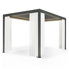 Zavesa 372,5 cm za stran pergole 4 m, bela