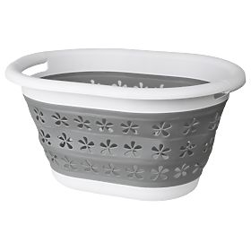 Zložljiva ovalna posoda 50 x 37 cm belo-siva OVAL COMPACT 25L