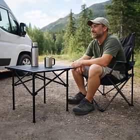 Zložljiva turistična miza 53x55 cm kamping s torbo črna MultiGarden, MultiGarden