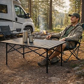 Zložljiva turistična miza 95x55 cm kamping z vrečko črna MultiGarden, MultiGarden